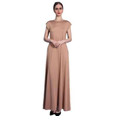 China Polyester 2021 Muslim Dresses Spring And Summer Solid Color Basic Sleeveless Dress Long For Women for sale