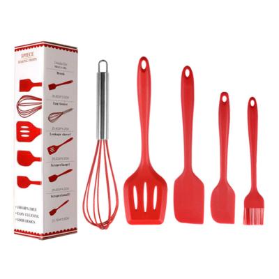 China High Quality Viable Multifunctional Kitchen Utensils Durable Silicone 5pcs Multicolor Spatula Set For Cooking for sale