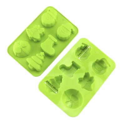 China 6 Cavity Christmas Tree Silicone Cake Mold Fondant Tool Viable Baking Molds for sale