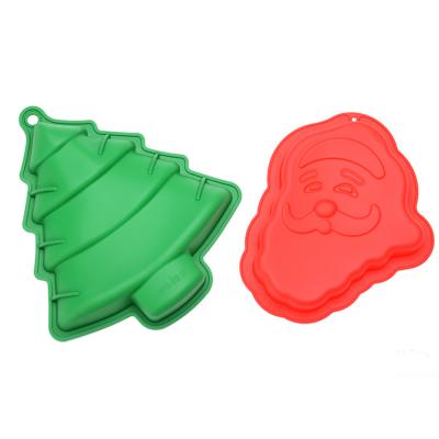 China Viable Fondant Tool Santa Claus Mold Cake Silicone Tree Christmas Baking Molds for sale