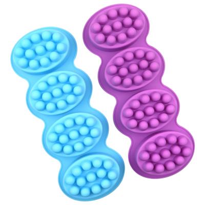 China Sustainable 4 Cavity Compartment Massage Bar Soap Mold Cake Mold for sale