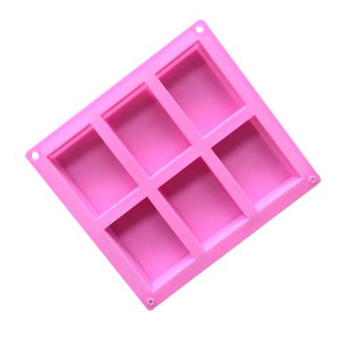 China DIY 6 Cavity Sustainable Rectangle Shaped Soap Silicone Mold for sale