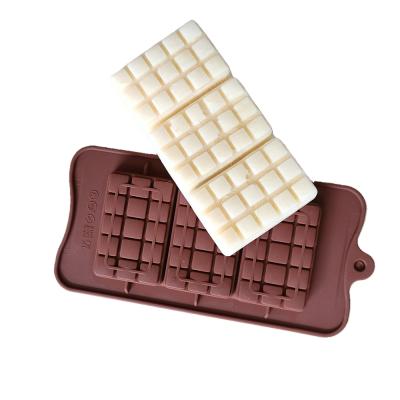 China 3 Cavity 15 Square Rectangle Waffle Silicone Chocolate Sustainable Chocolate Mold for sale