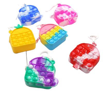 China Fashion Bubble Bag Silicone Sensory Wallets Pen Storage Kids Toy Christmas Advent Calendar Coin Purse Press for sale