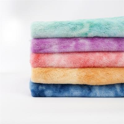 China Customized Anti-Mildew Tie-Dye High Quality Soft 100% Rabbit Plush Fabric Polyester Plush Rabbit Fabric Rabbit Fur for sale