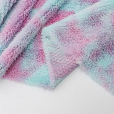 China Coat processing and making cheap single pom knitted rugs tie-dye embossed mink plush fabric tie dye plush fabric for sale