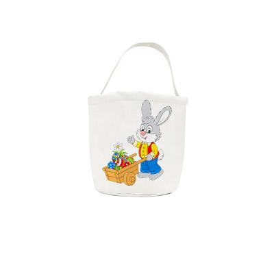 China Portable Personalized Canvas Rabbit Bunny Easter Basket For Kids Easter Basket Sublimation for sale