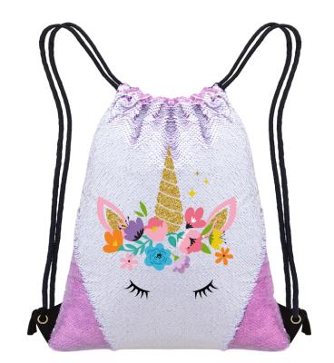 China Glittering Sequin Mermaid Sublimation Drawstring Backpack Bag Reversible Empty Anti-theft Sequin Backpack for sale