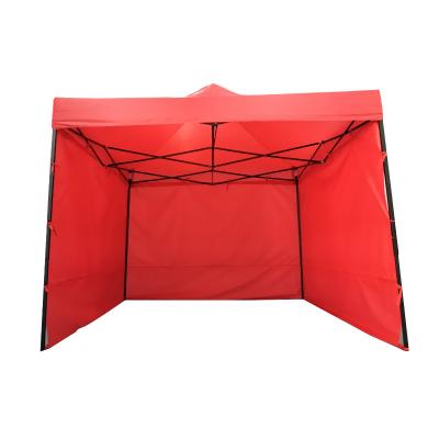 China Customl Easy Folding Logo 10x10 Pop Up Side Window Tent Fair 3 Walls Canopy Tent for sale