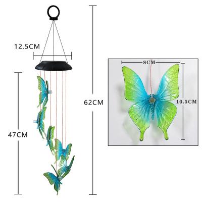 China Garden Solar Wind Chime Butterfly Dragonfly LED Color Changing Light Hanging Led Lights Plastic NI-CD/MH Battery for sale