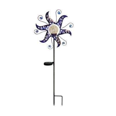 China Outdoor Used Metal Sun With Glass Ball Solar Garden Led Stake Light for sale