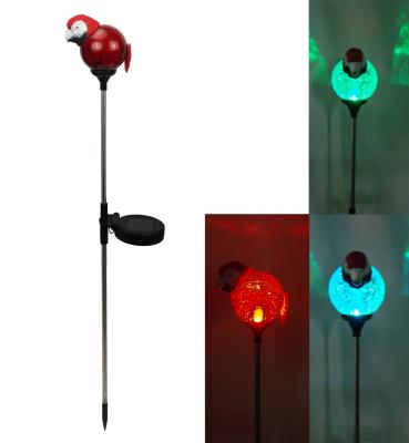 China Garden Color Glass Ball With Bird LED Solar Yard Light Stake Garden Lights Down Iron Birds Decoration Yard Solars Night Lamp for sale