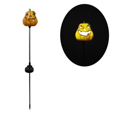 China Halloween Pumpkin Yard Stake Plastic Light Special Design Outdoor Used Solar Led Decorative Garden Lighting for sale