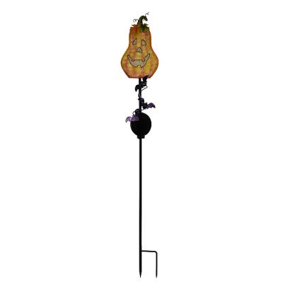 China Solar Garden Halloween Pumpkin Lawn Stake Powered Garden Stake For The Yard KY3615 Iron Material Waterproof for sale