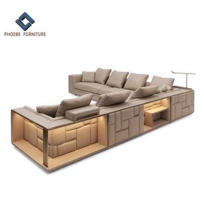 China Large Luxury Genuine Leather Sofa Bed L Shape Modular Famous Brand Design With Storage for sale