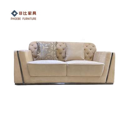 China Luxury Tufted Couch Four Seat Living Room Classic European Nubuck Fabric Sofa Set for sale