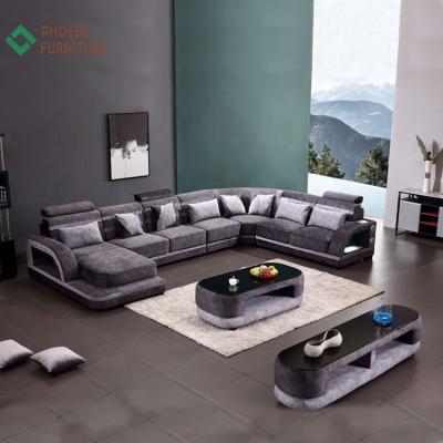 China U Shaped Fabric Sofa Sectional Sofa Couch Couch Set With Entertainment Equipment Louderspeaker And Led Light for sale