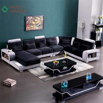 China Modular black velvet living room furniture sets sofas y sillones scenographies with USB and louderspeaker for sale