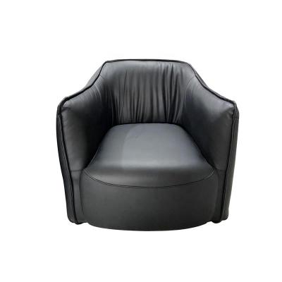 China Classic Single Seat Frame Solid Black Reclining Lounge Armchair Genuine Leather Sofa for sale