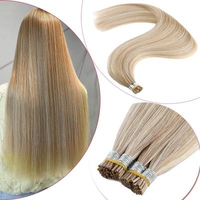 China Silky Straight Neitsi I Tip Hair Extens Double Drawn Pre Bonded Hair Extensions 100% Stick Tip Natural Brazilian Hair Balayage Color for sale