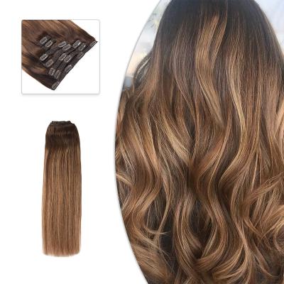 China Neitsi Silky Straight Clip In Ombre Curly Black Blonde Ombre Hair Styling Hair Pieces Fake Hair Extensions Women Hair 7Pcs for sale