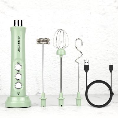 China Hotel Wholesale Electric Household Coffee Milk Frother USB Portable Rechargeable Hand Blender with 3 Speeds for sale