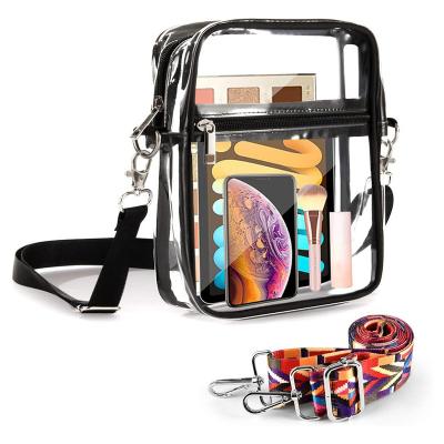 China Hot Selling Polyester PVC Messenger Bag Customized Fashion Eco-friendly Transparent Clear Clear Messenger Bag Men Cross - Body Bag for sale