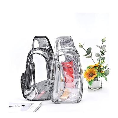 China Newest Fashion Wholesale PVC Messenger Bag Customized Fashion Transparent Clear Bag Stadium Anti-theft Approved for sale