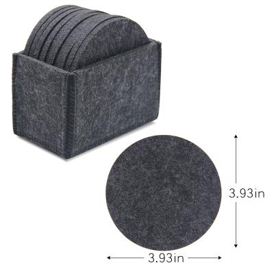 China Sustainable Square Absorbent Round Laser Cut Felt Drink Coasters Felt Cup Coasters Felt Coaster Set With Stand Hot Selling Products for sale