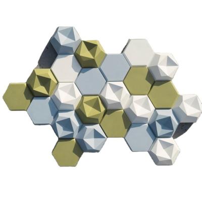 China Highly Efficient Sound Absorption Decorative Soundproof Hexagon Nice Prices 3d Polyester Fiber Curved Acoustic Diffuser Wall Panel for sale