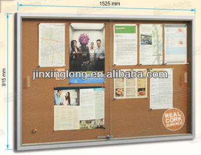 China Message Board Sliding Glass Cased Cork Board for sale