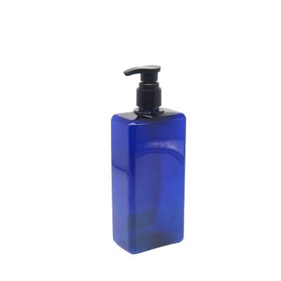 China Private Label Cosmetic Custom Blue Square Custom Logo Plastic Bottles 400ml For Beauty Care for sale