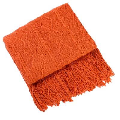 China Wearable Inyahome Acrylic Textured Knitted Throw Blankets for Couch and Bed Soft Cozy Knit Blanket with Tassel Farmbouse Home Decoration for sale