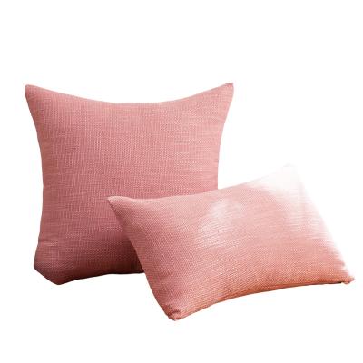 China Inyahome Decorative Solid Anti-pilling Throw Cushion Cover Canvas Pillowcase For Home Sofa Living Room Bed Couch Farmhouse Decor Pink White for sale