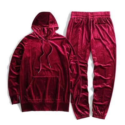 China Custom Made Hoodie High Quality Breathable Velvet Sweatsuit Set Wholesale Mens Tracksuit for sale