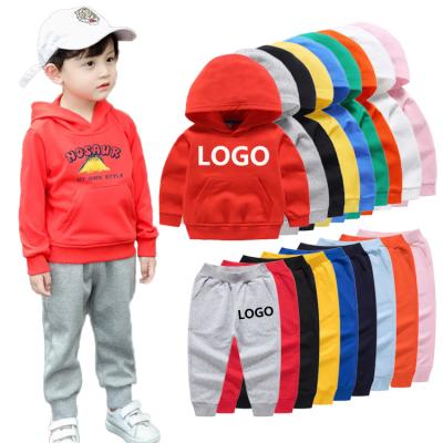 China Custom Made High Quality Casual 100% Cotton Hoodies Kids Clothes And Logo Kids Two Piece Pants Set Children's Hoodies Set 2021 for sale