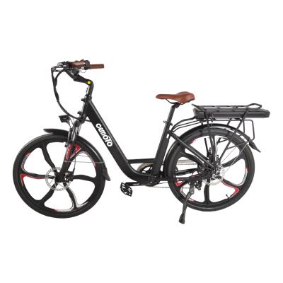 China Hot Selling Aluminum Alloy Rear 36V Lithium Battery 26 Inch 7 Speed ​​Magnezium Wheels 350W Step City Electric Bicycle For Women for sale