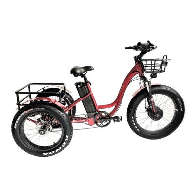 China 2021 Europe Cargo Latest Delivery Aluminum Alloy 24 Inch 48V 500W Lithium Battery Aluminum Disc Brakes 3 Wheels Fat Tire Electric Bicycle for sale