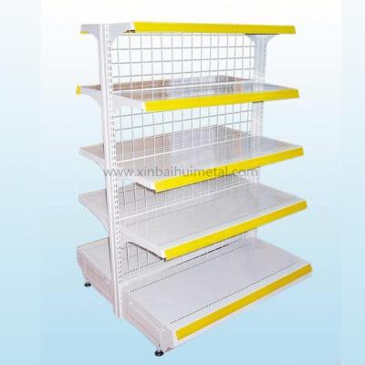 China OEM Single Steel Store Shelf Heavy Duty 5 Layer Wire Back Supermarket Shelf Side Layer SET Stationary Rack Dollar Grocery Shelving for sale