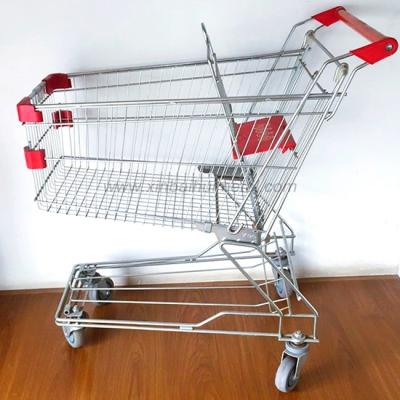 China Unveiling 60L To 210L Asian Supermarket Hand Push Metal Shopping Cart for sale