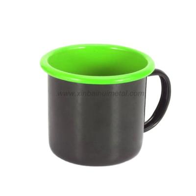 China Sustainable Two Color Enamel Mug With Customized Designs for sale