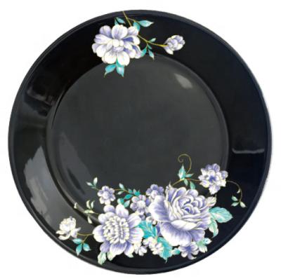 China Wholesale Cheap Black Opal Glass Disposable Decal Plate Dinner Plate Soup Plate Heat Resistant Custom For Restaurant Hotel Use Round for sale