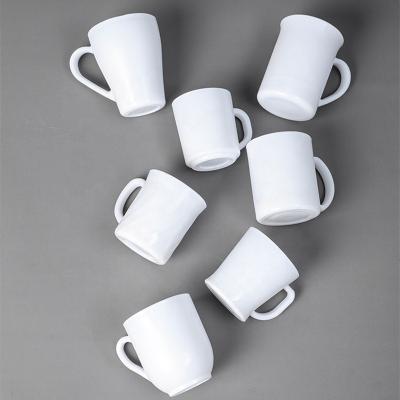 China Viable Factory Customized Opal Tempered Glass Mugs With Different Shapes And Patterns White Empty Mugs Coffee Mugs Beer Mugs for sale