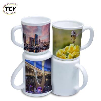 China Viable Factory Customized Glass Wholesale White Sublimation Polished Opal Glass Multi Capacity Heat Resistant Glass Coffee Mug for sale