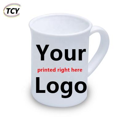 China Wholesale Cheap Viable White Glass Mug Coffee Christmas Gift Custom Mug Milk Cup With Logo for sale