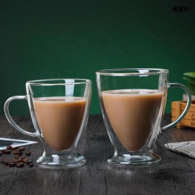 China Viable clear borosilicate glass coffee mugs with features, double insulated glass coffee mugs with handles for sale