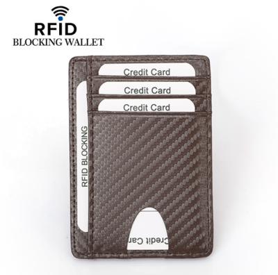 China RFID Blocking Protects Mini Slim RFID Holder Credit Card Holder Simple Carbon Fiber Wallets Business Card Holder Custom Bag for sale