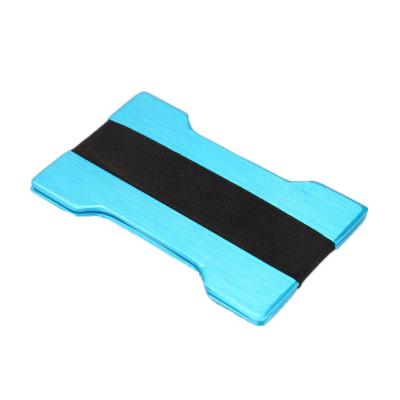 China RFID Blocking Protect RFID Card Case 2021 Men Slim Multiple Card Wallet Anti-theft Elastic Band Aluminum Card Holder for sale