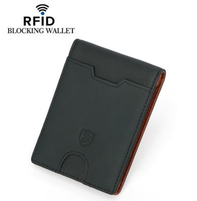 China RFID Blocking Protects Slim Leather Clip Wallets Wallet Men's Soft Casual Money ID Credit Card for sale