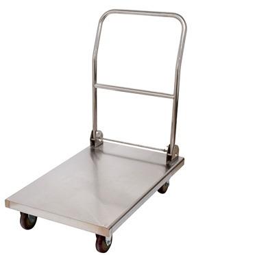 China Stainless Steel Easy Mobile Kitchen Folding Flat Cart for Kitchen/Restaurant/Hote/Dining Commercial Portable Four Wheel Flat Cart for sale